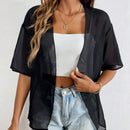 Cardigan casual de manga corta y tela transparente para mujer en el verano