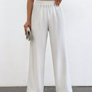 Tall pantalones rectos de talla alta con cintura elastica solida