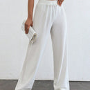 Tall pantalones rectos de talla alta con cintura elastica solida