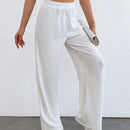 Tall pantalones rectos de talla alta con cintura elastica solida