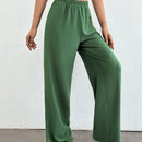 Tall pantalones rectos de talla alta con cintura elastica solida