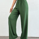 Tall pantalones rectos de talla alta con cintura elastica solida