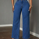 Slayr Jeans casuales de pierna recta y ajuste holgado para mujer con bolsillos