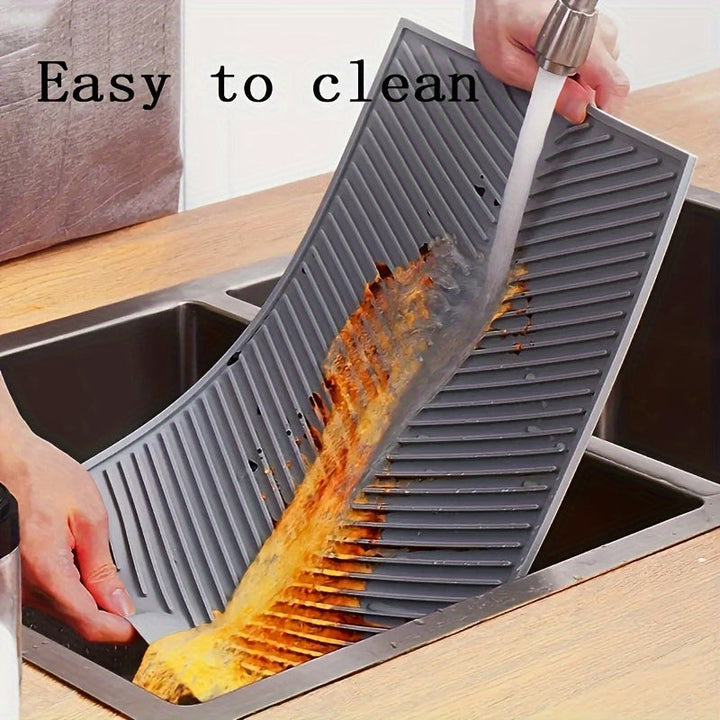 Estera de secado de platos de silicona - 1pc Alfombrilla de drenaje multifuncional con agujero para colgar, fácil de limpiar, impermeable, resistente al calor, estera plegable para mostrador de cocina, segura para lavavajillas