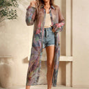 Camisa de manga larga con botones delanteros y estampado floral