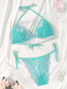 Conjunto de lenceria de encaje de 2 piezas para mujer