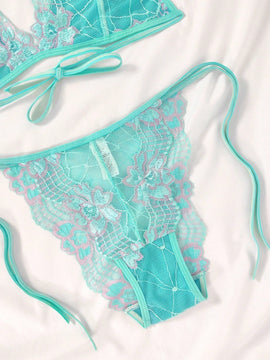 Conjunto de lenceria de encaje de 2 piezas para mujer