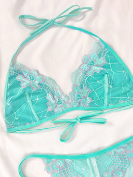 Conjunto de lenceria de encaje de 2 piezas para mujer