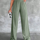 Tall pantalones rectos de talla alta con cintura elastica solida