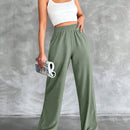 Tall pantalones rectos de talla alta con cintura elastica solida