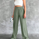 Tall pantalones rectos de talla alta con cintura elastica solida
