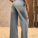 VCAY Pantalones de Jean de pierna ancha y talle alto para mujer con corte holgado, cinturon y diseno desgastado nostalgico