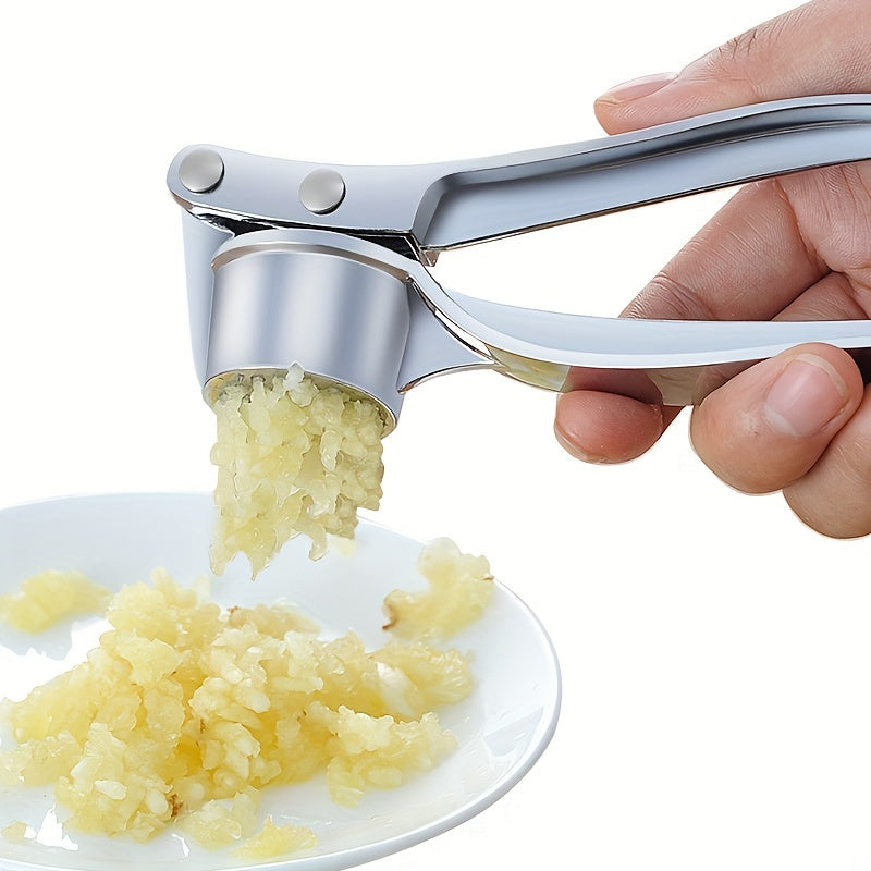 Prensa de ajo de aleación de zinc - 1pc, manual portátil de ajo y jengibre, gadget de cocina, a prueba de óxido, fácil de exprimir, no necesita electricidad