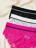 Conjunto de lenceria de encaje floral de 3 piezas