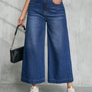 Tall Pantalones capri de mezclilla anchos, holgados y casuales para mujer, azules