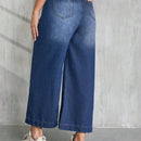 Tall Pantalones capri de mezclilla anchos, holgados y casuales para mujer, azules