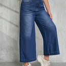 Tall Pantalones capri de mezclilla anchos, holgados y casuales para mujer, azules