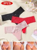 Underwear&sleepwear basics juego de 3 tangas sexis de encaje multicolores para mujer