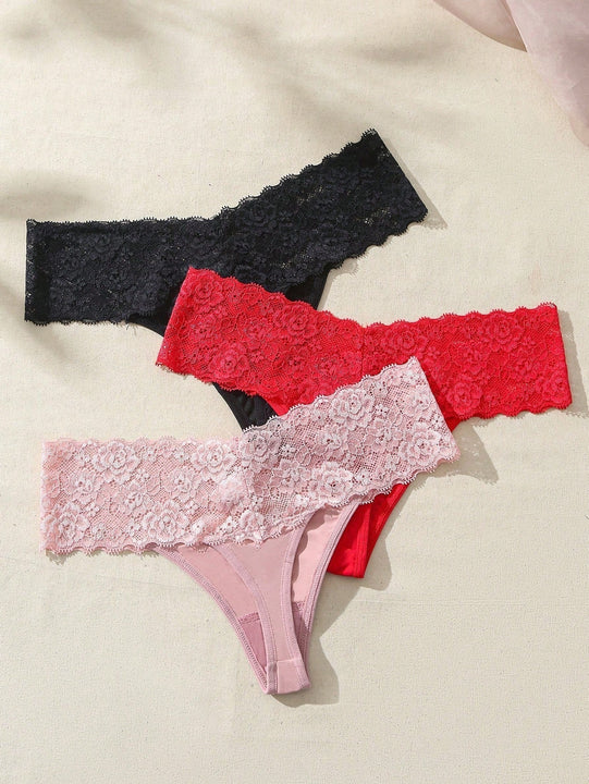 Underwear&sleepwear basics juego de 3 tangas sexis de encaje multicolores para mujer