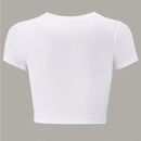 Camiseta corta de verano estampada ajustada de manga corta para mujer