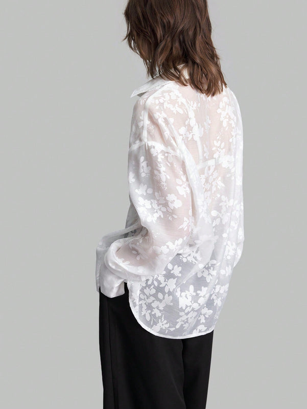 Ontre Blusa blanca sexy de encaje para mujeres, ropa de trabajo y formal, ropa casual