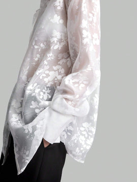 Ontre Blusa blanca sexy de encaje para mujeres, ropa de trabajo y formal, ropa casual
