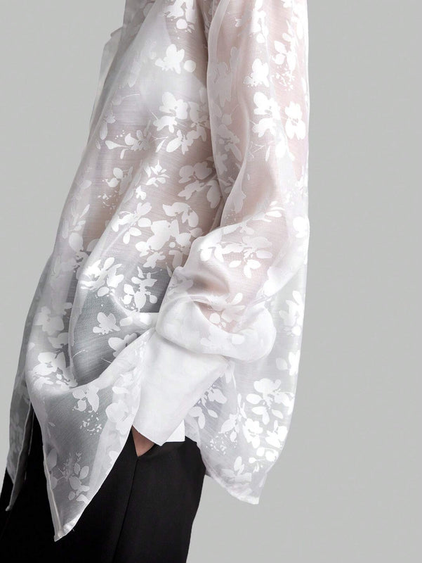 Ontre Blusa blanca sexy de encaje para mujeres, ropa de trabajo y formal, ropa casual