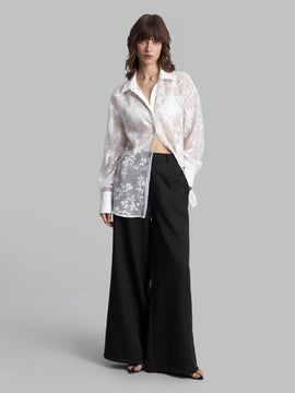 Ontre Blusa blanca sexy de encaje para mujeres, ropa de trabajo y formal, ropa casual