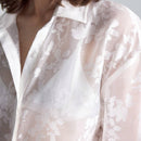 Ontre Blusa blanca sexy de encaje para mujeres, ropa de trabajo y formal, ropa casual