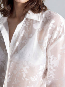 Ontre Blusa blanca sexy de encaje para mujeres, ropa de trabajo y formal, ropa casual