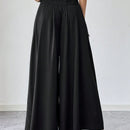 Prive Pantalones palazzo de pierna ancha larga de cintura alta y cintura irregular para mujer en negro