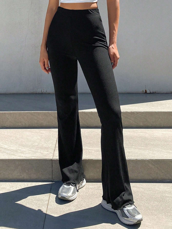 DAZY Pantalones acampanados solidos de textura para mujer en verano