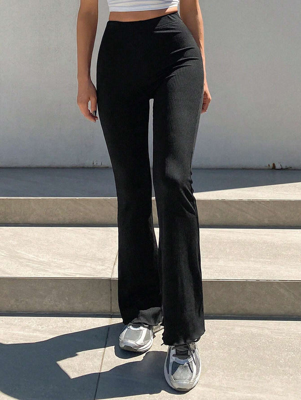 DAZY Pantalones acampanados solidos de textura para mujer en verano