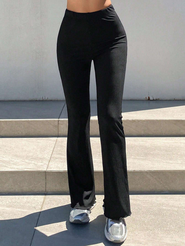 DAZY Pantalones acampanados solidos de textura para mujer en verano