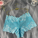 Panties sexys de encaje para mujer de una sola pieza con entrepierna abierta