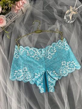 Panties sexys de encaje para mujer de una sola pieza con entrepierna abierta