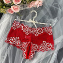 Panties de encaje de entrepierna abierta para mujeres sexys, pieza individual