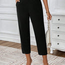 Prive Pantalones de mujer sencillos y elegantes con pliegues y decoracion de hebilla de metal en la cintura
