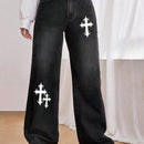 EZwear Jeans de pierna ancha con estampado grafico
