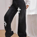 EZwear Jeans de pierna ancha con estampado grafico