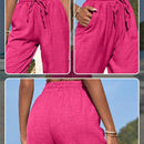 Pantalones de cintura con cordon con bolsillo oblicuo