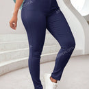 Apperloth a pantalon casual comodo para citas en color morado con cintura alta elastica, bolsillo inclinado ajustado y tobillera conica