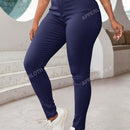 Apperloth a pantalon casual comodo para citas en color morado con cintura alta elastica, bolsillo inclinado ajustado y tobillera conica