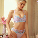 FloralLove Conjunto bralette y tanga transparentes bordados para mujer con decoraciones de Enterizo