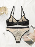 Conjunto de ropa interior de encaje negro para mujeres, Brasier ligero con soporte de aros con efecto push-up sexy y elegantes Tangas YS2450