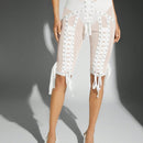 Haute Pantalones ajustados de malla transparente para mujer con tiras cruzadas sensuales para el verano