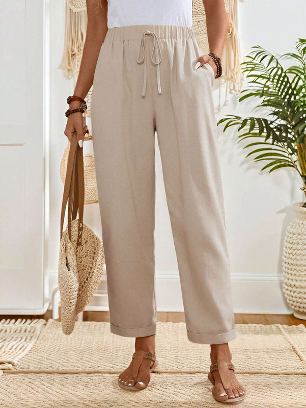 EMERY ROSE Pantalones de lino de verano para mujer