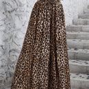 Lune pantalones de mujer de pierna ancha con cintura elastica y estampado de leopardo, atuendo casual para vacaciones o profesores