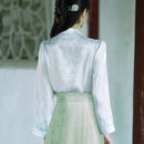 Nueva camisa blanca con bordado chino estilo todo combinable, con elementos bordados de la dinastia Han China