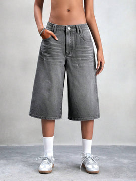 ICON Jeans de pierna ancha con graficos de dragon chino